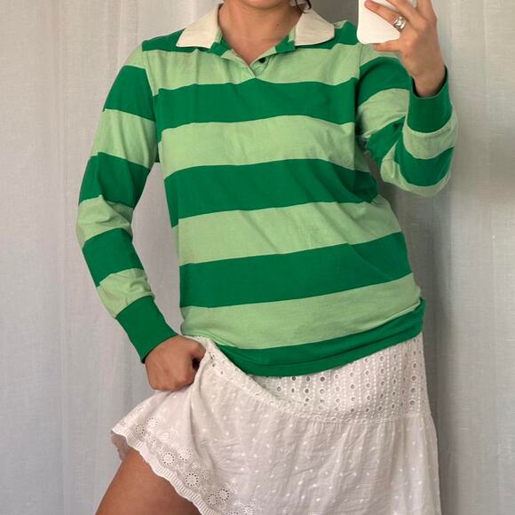Other Tops - Green striped rugby long sleeve